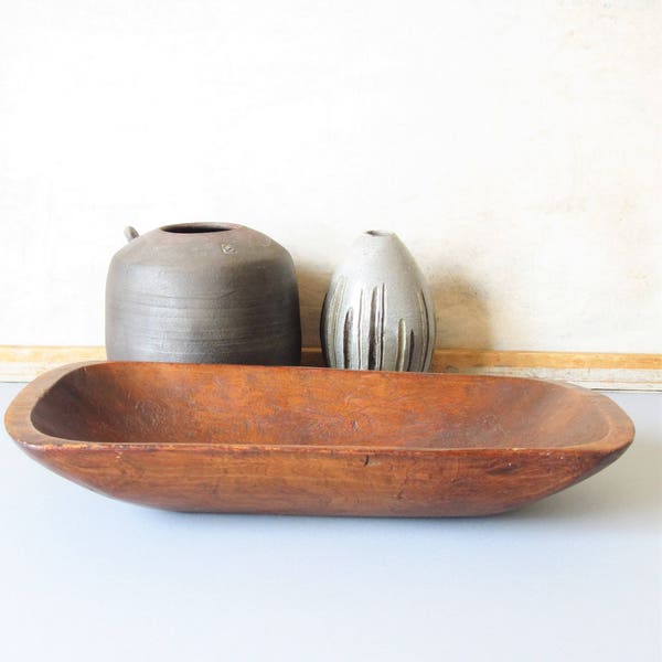 Vintage dough bowl, wooden hand carved, farmhouse dough bowl, rustic bowl, cottage chic kitchen decor