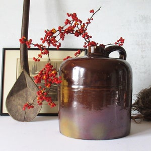 Vintage Stoneware Whiskey Jug: Rustic Farmhouse Decor