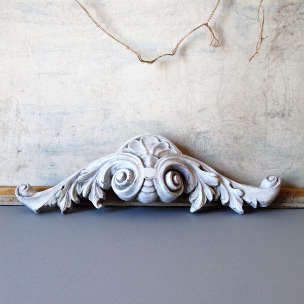 Cabecera de la puerta vintage, ornamento de la pared, decoración arquitectónica, shabby chic decoración, ornamento de la pared decoración, decoración gris