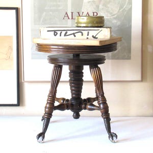 Vintage Adjustable Piano Stool: Swivel Claw Foot Music Chair
