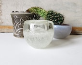 Vintage murano bowl, clear glass with controlled bubbles, modern glass, minimalist decor.