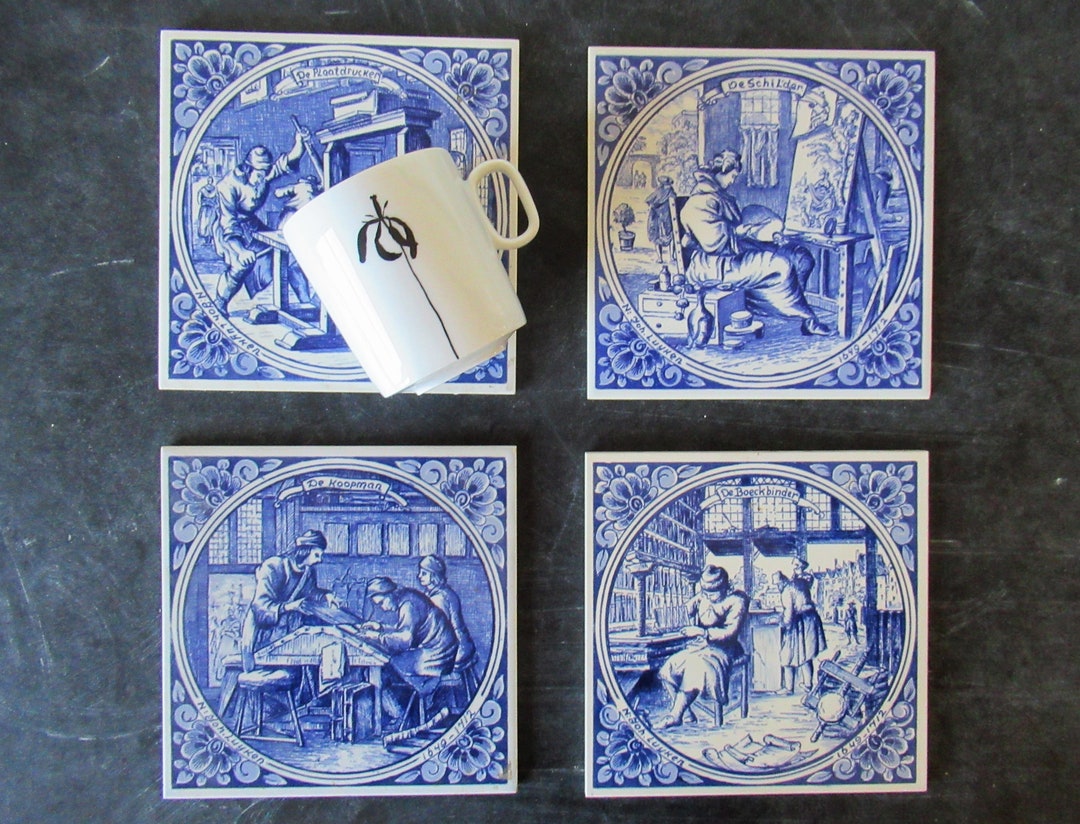 Vintage Set of Decorative Trivets Tiles From the Netherlands Etsy