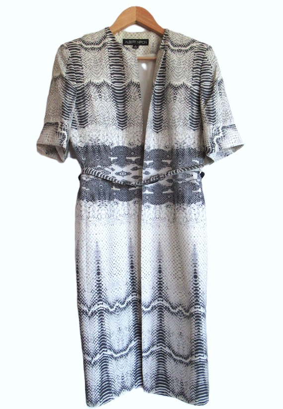 Vintage Albert Nipon Silk Dress Coat: Animal Prin… - image 1