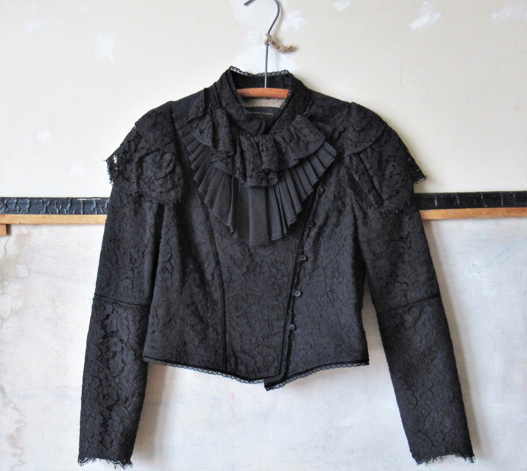 Vintage Black Lace Short Jacket Nineties Fashion Evening - Etsy