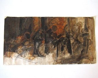 ROBERT W. ANDERSEN 1960 Técnica mixta sobre papel sin marco Arte cubista abstracto