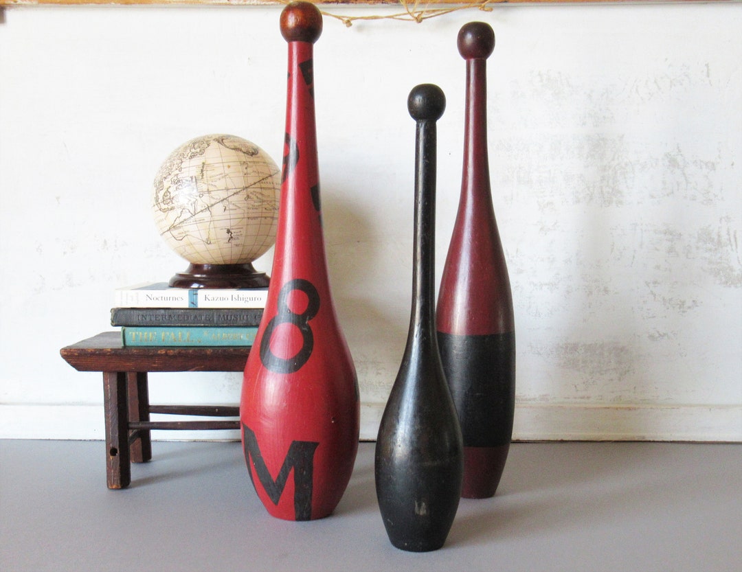 Vintage Wooden Juggling Pins Exercise Pins Modern Farmhouse Etsy