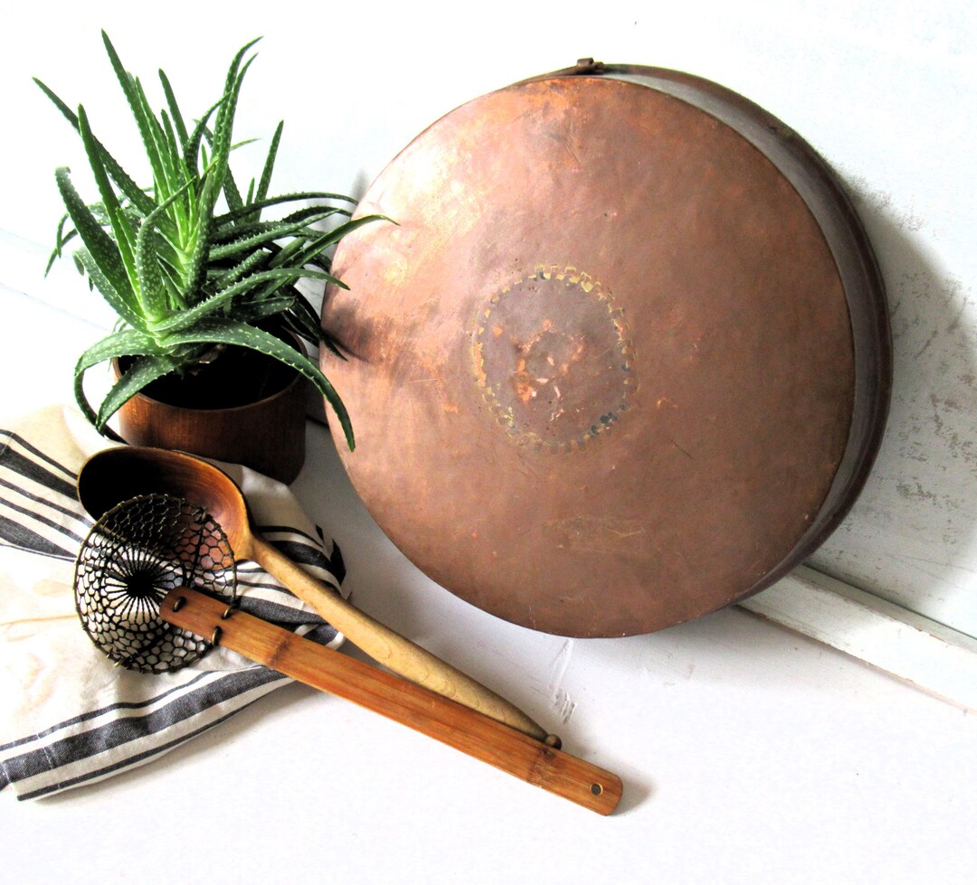 Vintage Copper Baking Pan, Rustic Farmhouse Kitchen Decor (13 3/4 ...