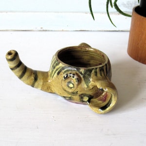 Vintage whimsical hand-built elephant studio pottery teapot, " Heather"