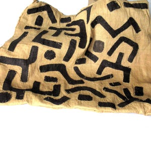 Vintage Kuba cloth, African raffia textile, mud cloth, Congolese fabric, boho chic global decor