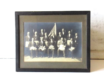 Antique black and white photograph of a Masonic Lodge in Chicago