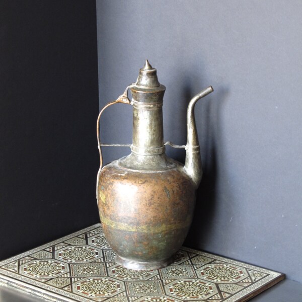 Antique turkish copper wine  jug, Oriental decor, middleeastern decor