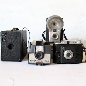 Vintage Camera Decor Set: Bookshelf & Desk Display, Photo Props