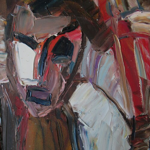 Vintage abstract shops expressionist oil on canvas, vibrant modern art.