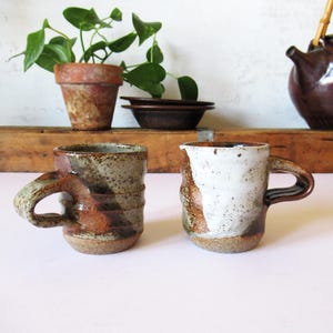 Vintage Handmade Pottery Teacups: Organic Ceramic Set of Two
