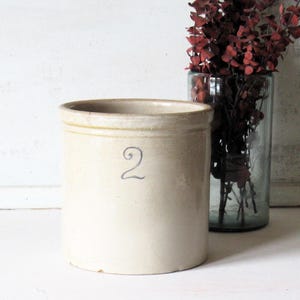 Vintage Stoneware Crock: Rustic Farmhouse Planter, Kitchen Utensil Holder