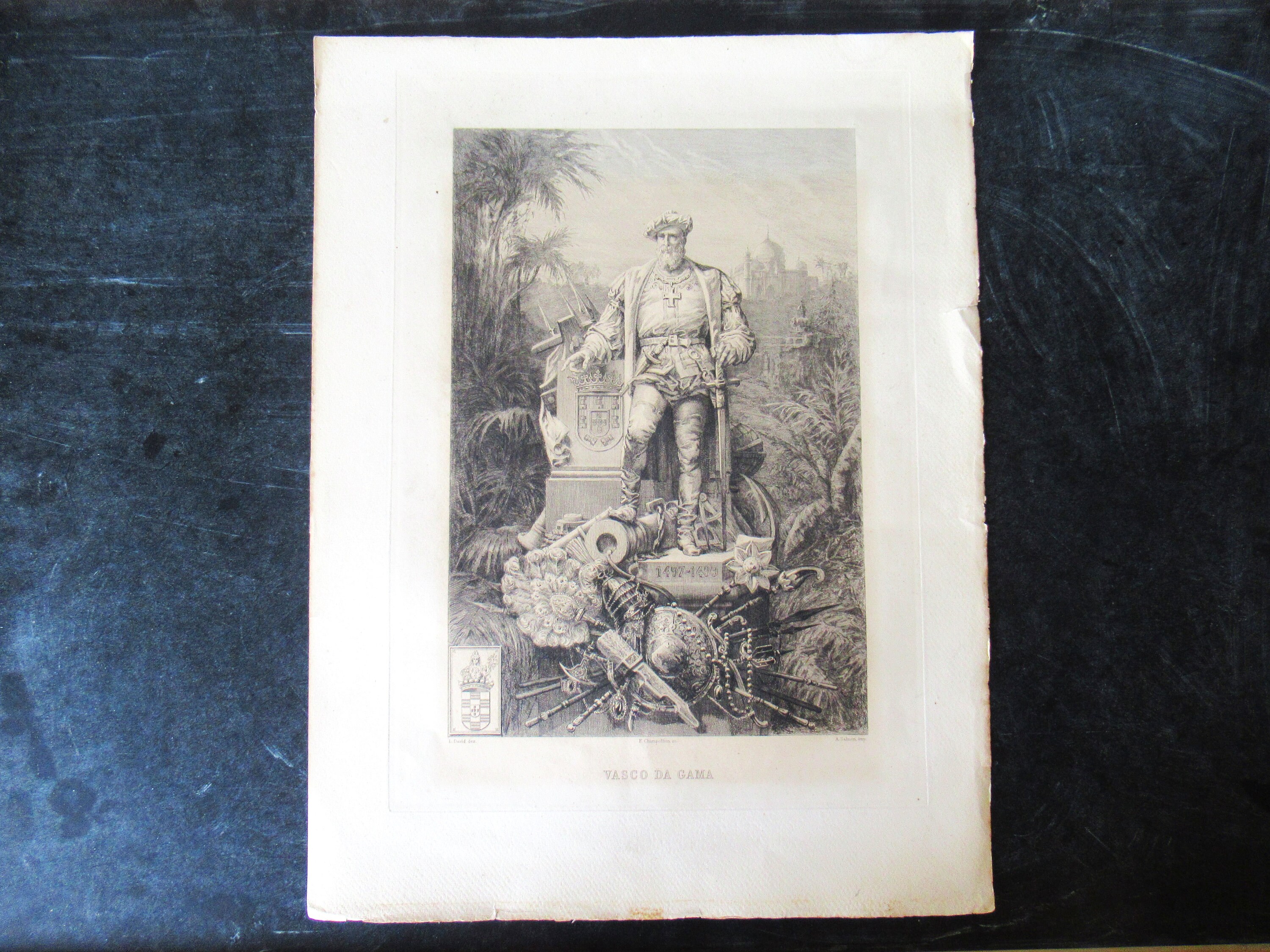 Vintage print of Vasco Da Gama, infamous Portuguese explorer.