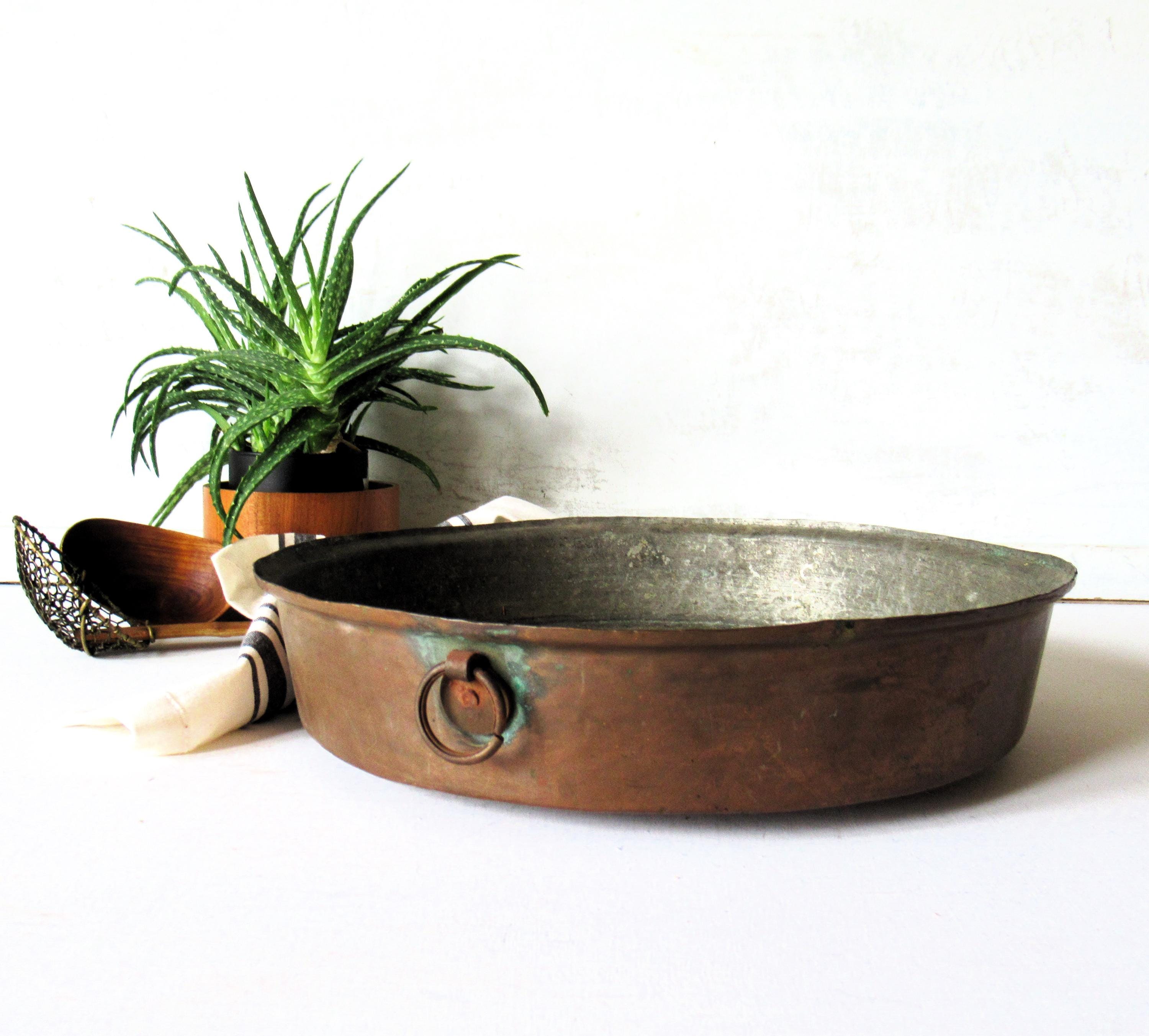 Vintage Copper Baking Pan, Rustic Farmhouse Kitchen Decor (13 3/4 ...