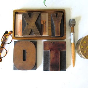 Letterpress Print Blocks: Wooden Typeset Letters O, T, Y, K