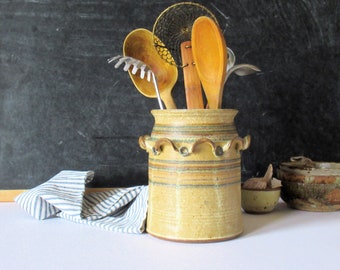 Vintage rustic vase, utensil holder, farmhouse, country, cottage chic decor