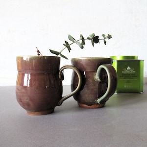 Vintage Studio Pottery Coffee Mugs - Stoneware Set of 2
