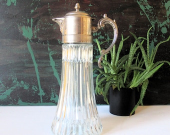 Jarra de agua de vidrio alto vintage, jarra de vino, jarra de limonada, decoración de bar