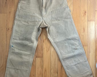 Vintage 1989 Carhartt Centennial Double Front Duck Work Pants Brown USA