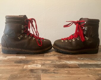 Vintage Raichle Leather Hiking Boots: Made in Germany, Vibram Lug Sole Mountaineering (Mens 10.5)