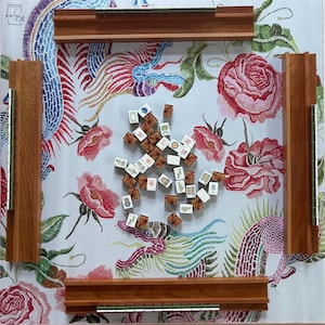 Ensemble de 4 racks de mahjong en cerisier de 20 po. | Poussoirs magnétiques image 1