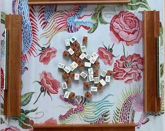 Ensemble de 4 racks de mahjong en cerisier de 20 po. | Poussoirs magnétiques