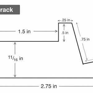Peut inclure: Un dessin technique au trait d'un support de 2,75 pouces de large avec des dimensions indiqu&eacute;es. Le sch&eacute;ma montre une longueur de base de 2,75 pouces, une hauteur de 0,625 pouces et diverses mesures de segments, dont 1,5, 0,25, 0,5, 0,75 et 11/16 pouces.