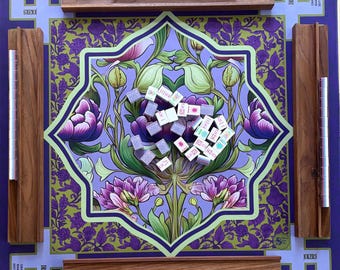 Ensemble de 4 racks de mahjong en bois de noyer noir de 20 po. | Poussoirs magnétiques