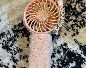 Custom Bling Personalized Rhinestone Pearl Fan