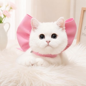 Oversized Pink Cat Bow Collar, Polyester Pet Neck Accessory, Photo Prop Party Wear