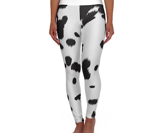 Cow Print Leggings High Waisted Yoga Leggings | Black White Spot Pattern