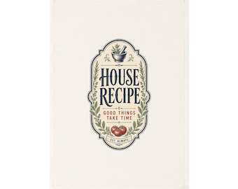 Cotton Tea Towel, Vintage Apothecary Kitchen Label, Farmhouse Dish Towel