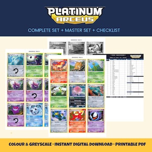 Platinum Arceus Placeholders, Printable Master and Complete Set Binder Placeholders Insert + Checklist Digital Download