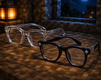 Black, Clear Cross Glasses Set | Gothic Luxury Eyewear | Chrome & Gold Ornate Frames | Fashion Optical Glasses 2 pack
