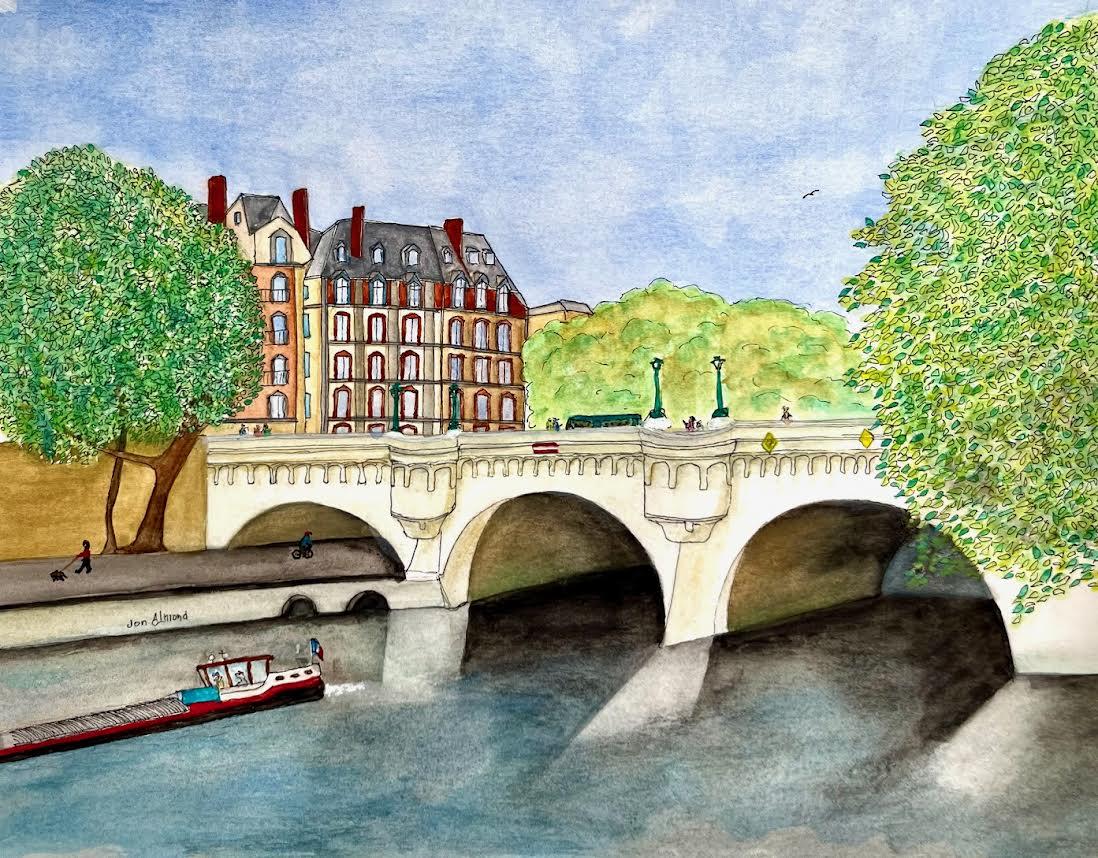 Watercolor Pont Neuf Paris - Etsy