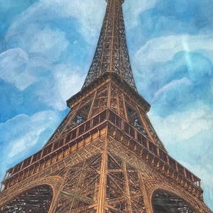 Paris Set 1- note set with five different watercolor images and five A2 white envekopes
