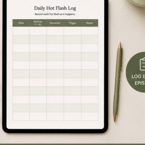 Hot Flash Tracker | Menopause Symptom, Trigger, Sleep Log (PDF Download) image 3