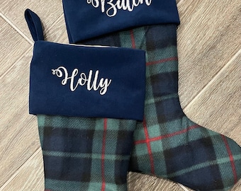 Fully Customizable including Velvet Christmas Stocking - Embroidered Personalized Stockings - Choose your fabric - Large Custom Adorable :)