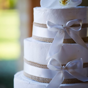 Ribbon By the YARD - 1.5&quot; wide Natural Burlap Ribbon Chair sash - Wedding or Party - By the Roll or Custom Lengths