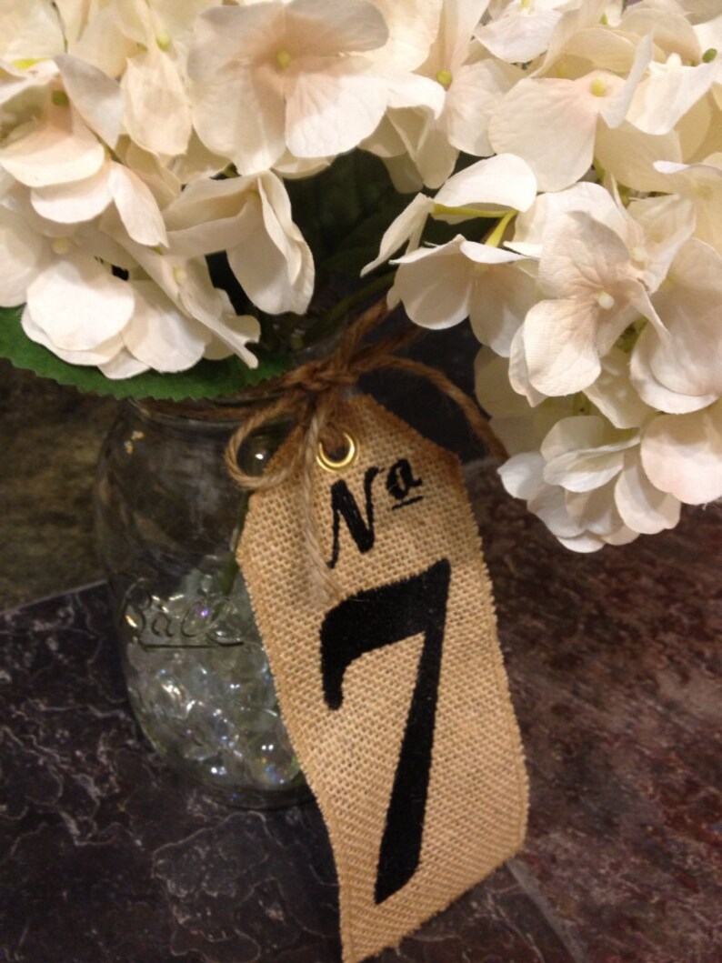 15 Burlap Wedding TABLE NUMBERS Centerpieces Custom Etsy