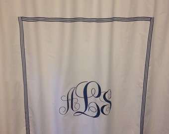 EMBROIDERED Custom Shower Curtain - Fully personalized - Grommet top - Nautical Spa Hotel - Heavy cotton Duck cloth - Dorm apartment