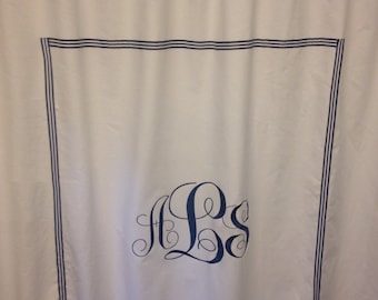 EMBROIDERED Custom Shower Curtain - Fully personalized - Grommet top - Nautical Spa Hotel - Heavy cotton Duck cloth - Dorm apartment