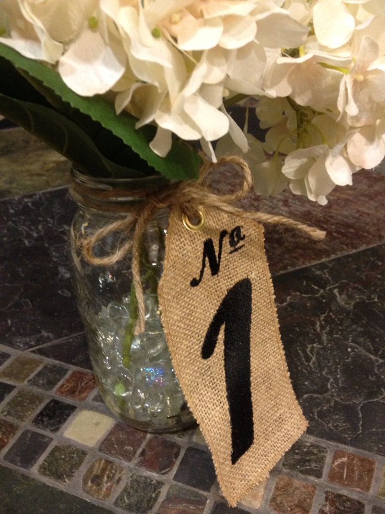 15 Burlap Wedding TABLE NUMBERS Centerpieces Custom Etsy