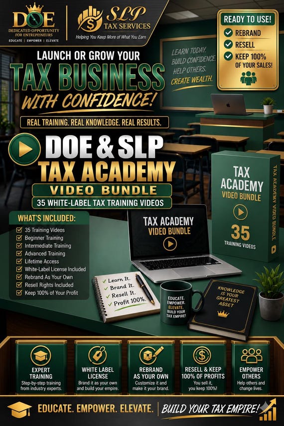 White Label Tax Academy Video Bundle | 35 Tax Training Videos | Tax Business Startup Course Content | Resell Rights Digital Download