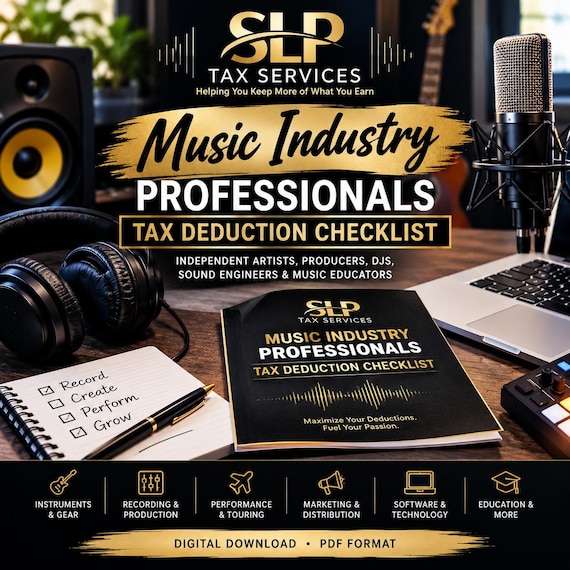 Music Industry Tax Deduction Checklist | Musician Tax Write Offs | Artist, DJ & Producer Business Expense Tracker | Digital PDF