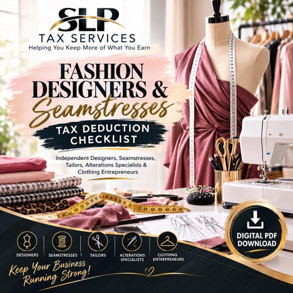 Fashion Designers Tax Deduction Checklist | Seamstress Business Expenses | Sewing Business Tax Checklist | Digital PDF