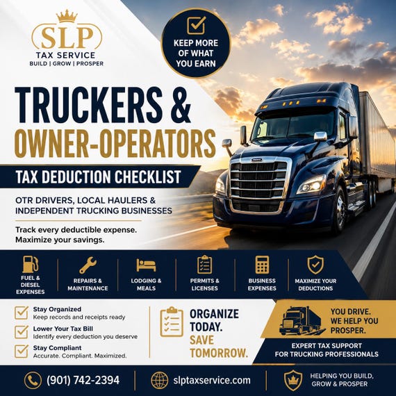 Truck Driver Tax Deduction Checklist 2026 | Owner Operator Tax Write Offs | CDL Driver Tax Guide | Trucking Business Expense Tracker PDF